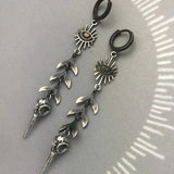 Boho Mask Pendant Earrings in Silver