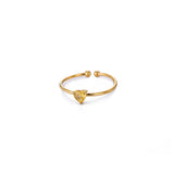 Birthstone Ring Titanium Steel Plated 18K Open Adjustable Gold