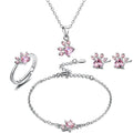 Rose Gold Paw Jewellery Set – 4 Pieces with Zirconia Heart (Ring, Necklace, Earrings, Bracelet)