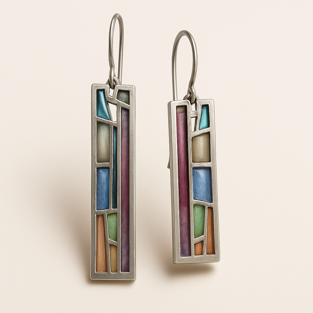 Vintage Colourful Silver Earrings