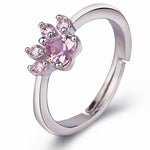 Rose Gold Paw Jewellery Set – 4 Pieces with Zirconia Heart (Ring, Necklace, Earrings, Bracelet)
