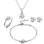 Rose Gold Paw Jewellery Set – 4 Pieces with Zirconia Heart (Ring, Necklace, Earrings, Bracelet)
