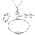 Rose Gold Paw Jewellery Set – 4 Pieces with Zirconia Heart (Ring, Necklace, Earrings, Bracelet)