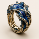 Vintage Golden Ocean Wavy Ring