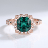 Emerald Rose Gold Halo Ring