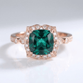 Emerald Rose Gold Halo Ring
