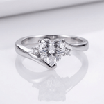 Heart Zirconia Silver Bypass Ring