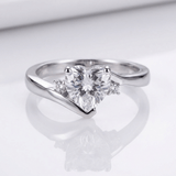 Heart Zirconia Silver Bypass Ring