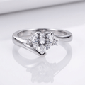Heart Zirconia Silver Bypass Ring