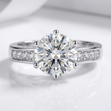 Silver Round Diamond Classic Ring