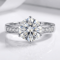 Silver Round Diamond Classic Ring