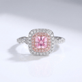 Pink Cushion Zirconia Halo Ring