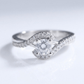 Silver Oval Diamond Twist Ring