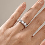 Silver Five Diamond Round Ring