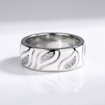 Silver Leaf Zirconia Band Ring