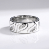 Silver Leaf Zirconia Band Ring