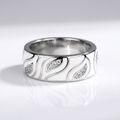 Silver Leaf Zirconia Band Ring