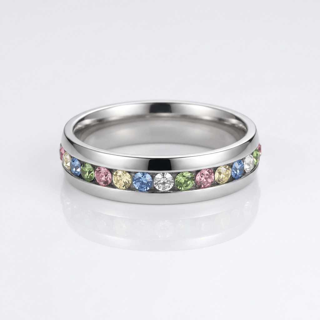 Colourful Crystal Eternity Band Ring