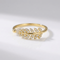 Silver Feather Zirconia Ring - (Adjustable)
