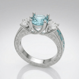 Silver Gemstone Oval Halo Ring