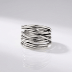 Silver Stacked Zirconia Ring - (Adjustable)