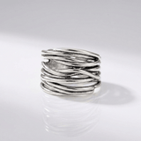 Silver Stacked Zirconia Ring - (Adjustable)