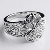 Silver Flower Zirconia Ring
