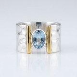 Silver Gold Topaz Modern Ring