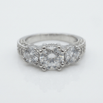 Silver Round Zirconia Halo Ring