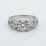 Silver Round Zirconia Halo Ring