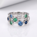 Silver Colourful Gemstone Ring