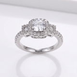 Silver Cushion Diamond Halo Ring