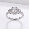 Silver Cushion Diamond Halo Ring