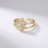 Gold Diamond Split Band Ring - (Adjustable)