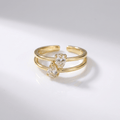 Gold Diamond Split Band Ring - (Adjustable)