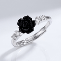 Silver Rose Diamond Ring - (Adjustable)