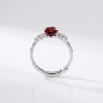 Silver Rose Diamond Ring - (Adjustable)