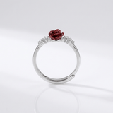 Silver Rose Diamond Ring - (Adjustable)