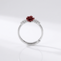 Silver Rose Diamond Ring - (Adjustable)