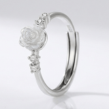 Silver Rose Diamond Ring - (Adjustable)