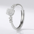 Silver Rose Diamond Ring - (Adjustable)