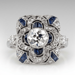 Silver Diamond Sapphire Vintage Ring