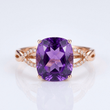 Rose Gold Amethyst Cushion Ring - (Adjustable)