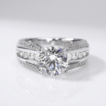Silver Round Diamond Pave Band Ring