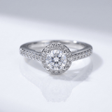 Silver Cushion Diamond Pave Halo Ring