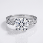 Rose Gold Round Diamond Pave Ring - (Adjustable)