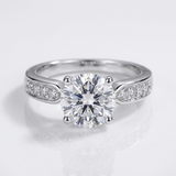 Rose Gold Round Diamond Pave Ring - (Adjustable)