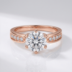 Rose Gold Round Diamond Pave Ring - (Adjustable)