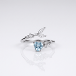 Silver Blue Topaz Solitaire Ring - (Adjustable)