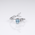 Silver Blue Topaz Solitaire Ring - (Adjustable)